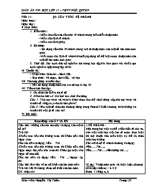 Giáo án Tin học lớp 11 - Tiết 11, Bài 9 Cấu trúc rẽ nhánh - Năm học 2012-2013 - Nguyễn Thị Thắm